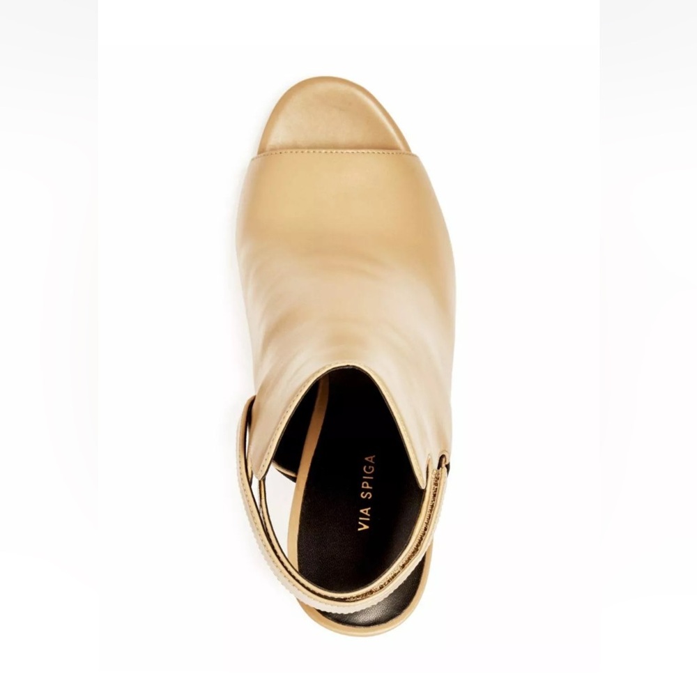 Via Spiga Ida Open Peep Toe Desert Tan Stirrup Slingback Ankle Bootie Heels 9 39 - Picture 11 of 12
